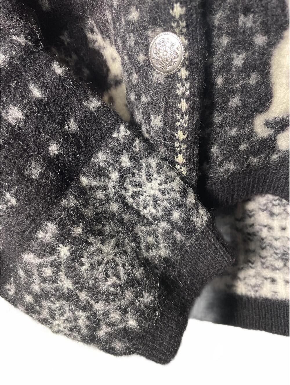 Pendleton Vintage Wool Sweater Cardigan Women's Size Medium Black White Deer EUC - Picture 5 of 6